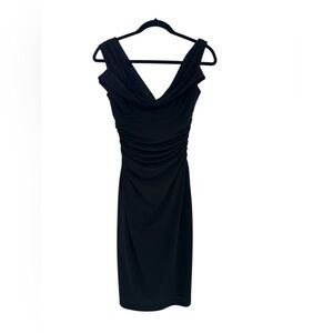 David Meister Draped Neck Black Dress